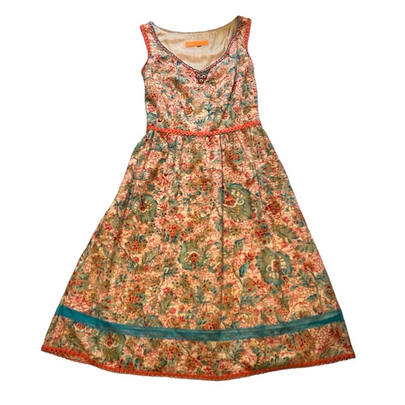 CYNTHIA STEFFE Sleeveless Beaded Cotton Dress,  Silk Lined, Sz 4 - Picture 5 of 16